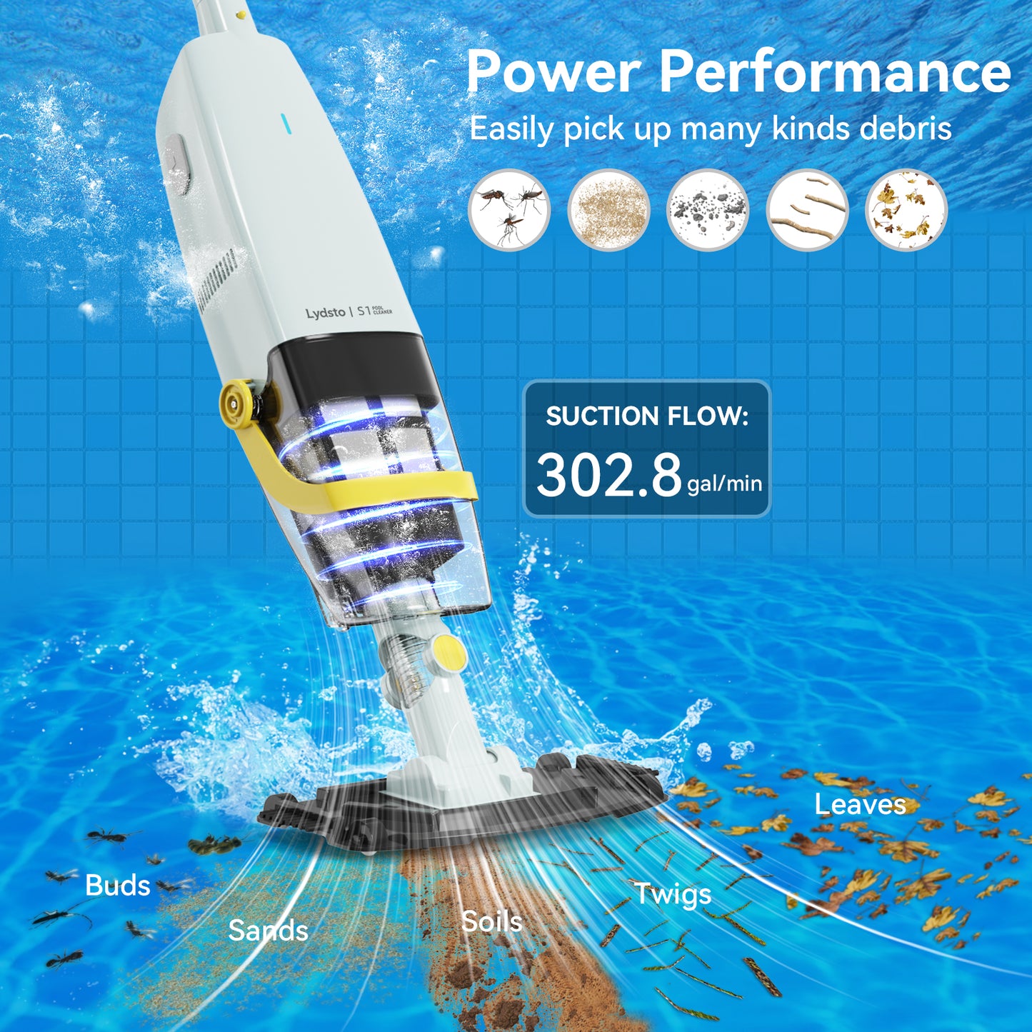 Lydsto S1 Cordless Pool Vacuum Handheld Rechargeable Pool Vacuums Cleaner