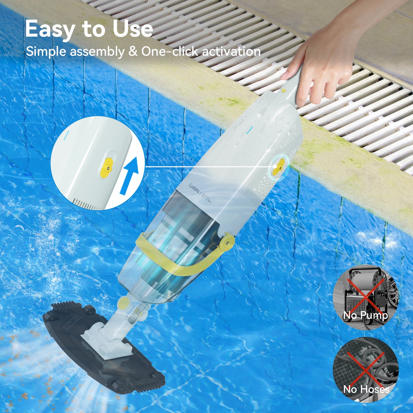 Lydsto S1 Cordless Pool Vacuum Handheld Rechargeable Pool Vacuums Cleaner